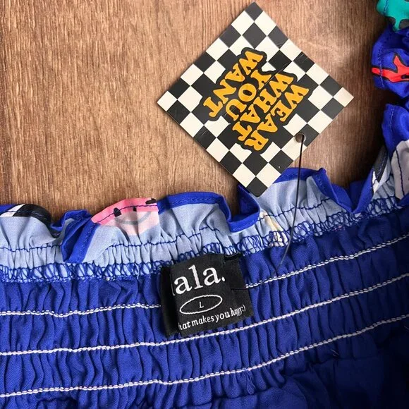 NEW Dressed in LALA Forget the Rules Icon Dress Blue Yin Yang Smile Dress L - Picture 11 of 15